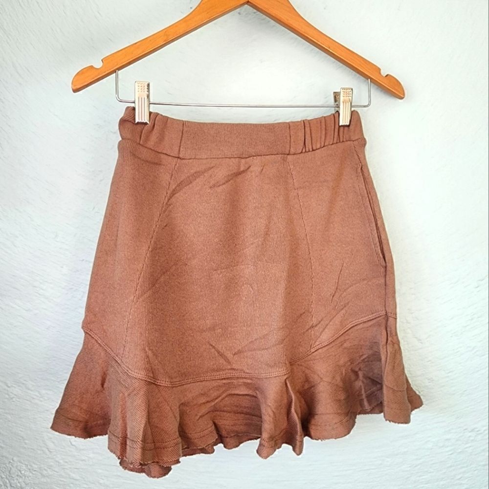 Free people beach side pockets semi ruffled mini skirt
